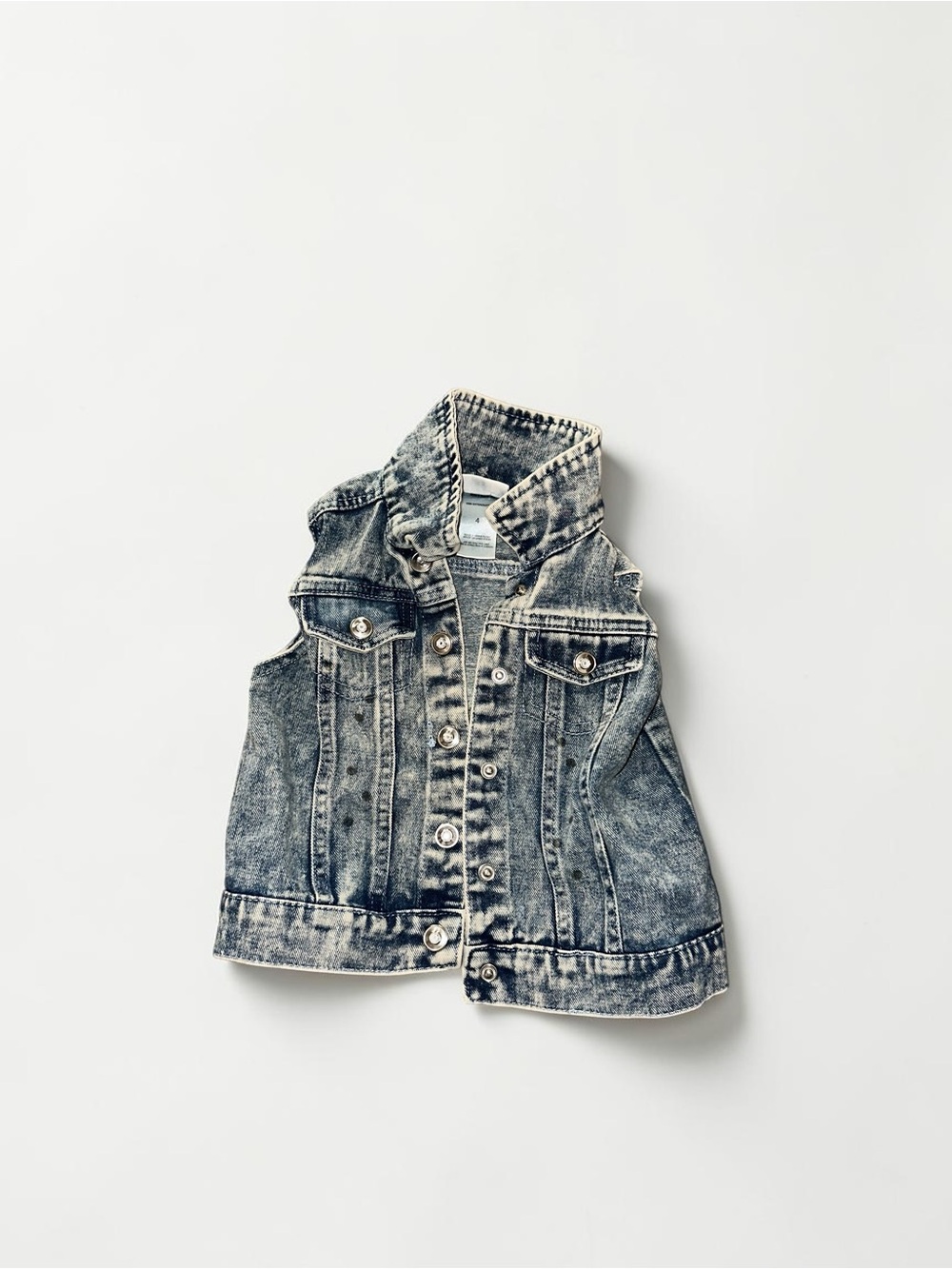 Kids Sleeveless Denim Vest - Washed Blue